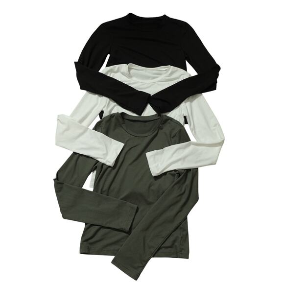 Unbranded Tops - Lot of 3 Womens Long Sleeve Top Crew Neck Tee Shirt Pullover Multicolor Size S